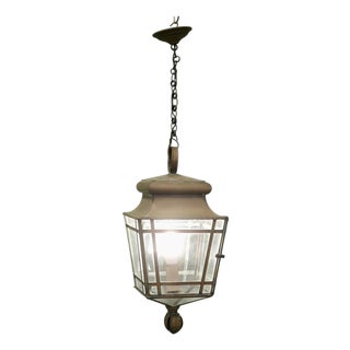 Large French Brass Hanging Lantern, 1920s For Sale