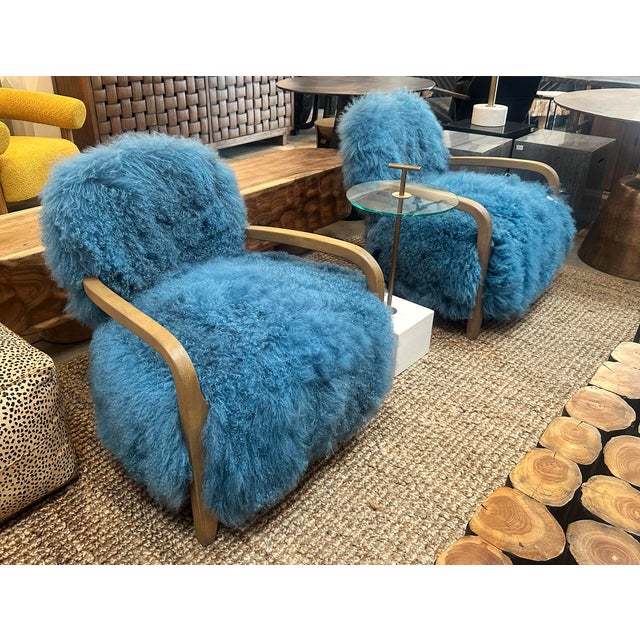 Boho Chic Ocean Kia Fur Accent Chair For Sale - Image 3 of 3