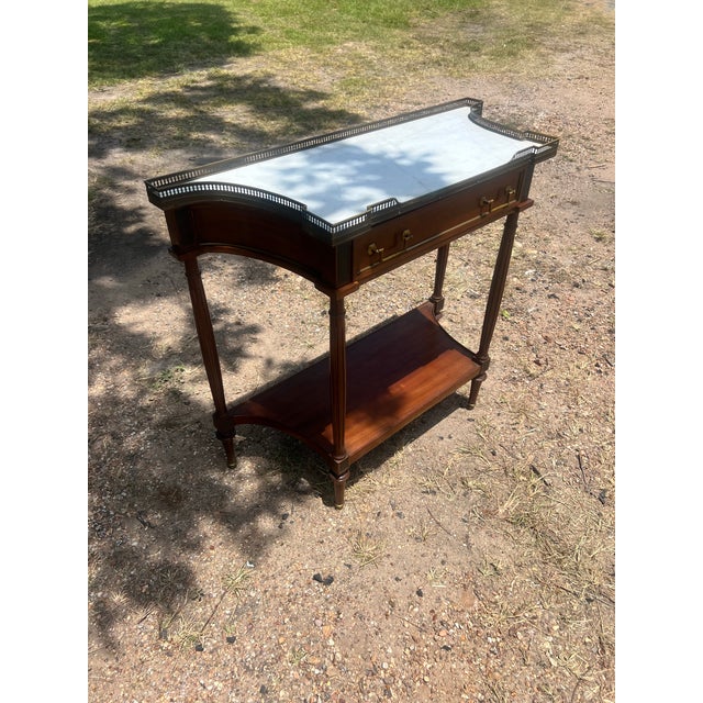 French 19th Century Louis XVI Mahogany Carrara Marble Top Console Desserte For Sale - Image 12 of 12