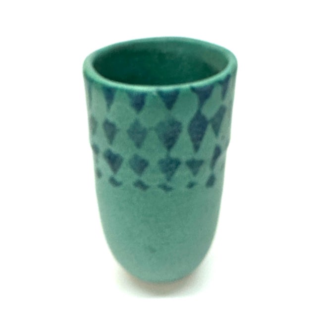 Turquoise & Olive Artisanal Chunky Pottery Vessel Curation - Group of 6 For Sale - Image 10 of 16