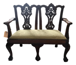 Antique Victorian Mahogany Chippendale-Style Children’s Loveseat (1870-1920s)
