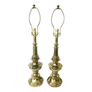 Vintage Stiffel Solid Brass Table Lamps - a Pair For Sale