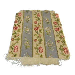 Antique Lilac and Red Floral Stripe Aubusson Tapestry Chair Back Cover