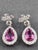 4.06 Ct Natural Pink Sapphire & Diamond Earrings, Pair For Sale - Image 4 of 8