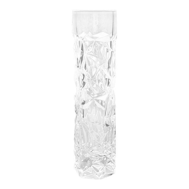 Vintage Tiffany & Co. Rock Cut Clear Crystal Bud Vase For Sale