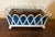 1930's White Painted Zinc Basketweave Cachepot Planter or Jardiniere With Blue Tole Liner on Ball Feet For Sale In New York - Image 6 of 14