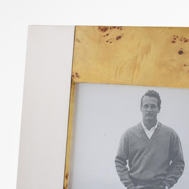 Milo Baughman Modernist Burl Wood and Metal Picture Frame, circa 1960 For Sale - Image 9 of 12