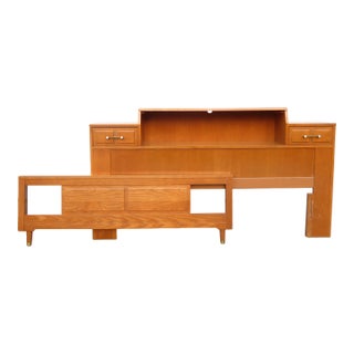 La Period Mid Century Full Size Bed Frame W/ Drawers or Queen Size Headboard For Sale