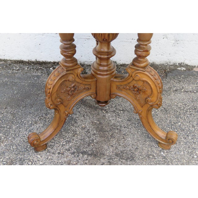Side TableEarly 1900s French Inlay Carved Burlwood Side End Center Table 6226 For Sale In Miami - Image 6 of 13