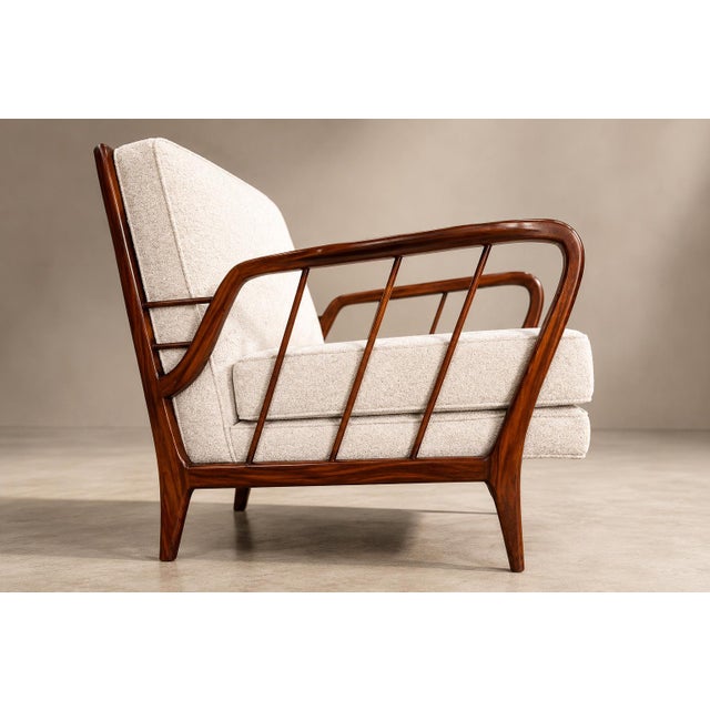 Mid-Century Brazilian Armchairs by Rino Levi, Hardwood & Bouclé, 1960s For Sale - Image 14 of 18