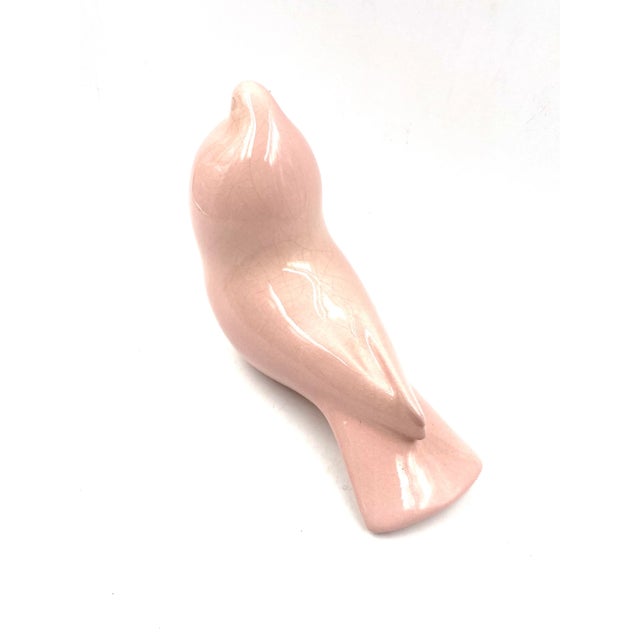 Ceramic Zaccagnini, Craquele Colombe Rose Faience Sculpture, Italy, 1940s For Sale - Image 7 of 12