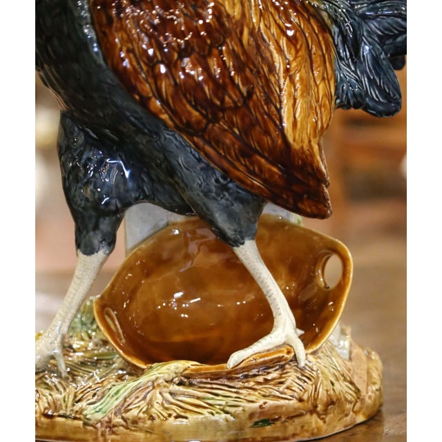 Late 19th Century 19th Century French Barbotine Rooster Vase by Louis Carrier-Belleuse For Sale - Image 5 of 14