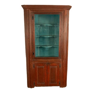 Antique American Painted Pine Federal Country Corner Cabinet Pennsylvania 1820 For Sale