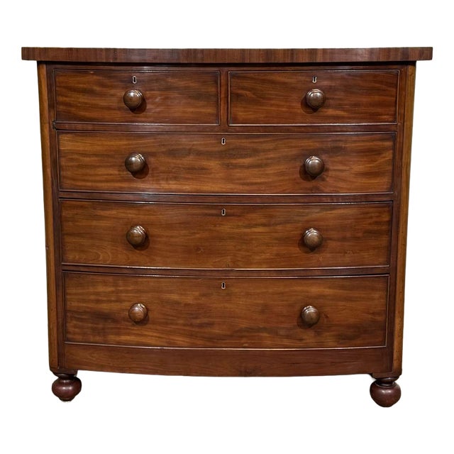 Antique English Victorian Chest of Drawers in Mahogany, 1800s For Sale