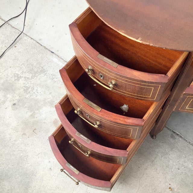 Antique English Edwardian Mahogany Kidney Desk For Sale - Image 9 of 18