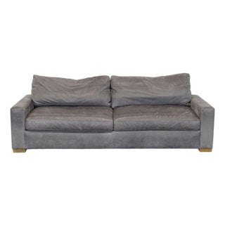 Restoration Hardware Maxwell 3-Seat Modern Gray Leather Sofa For Sale