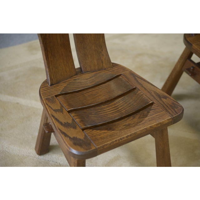 Brutalist Oak Chairs by De Puydt, 1960s, Set of 2, in Very Good conditions. Designed 1960 to 1969