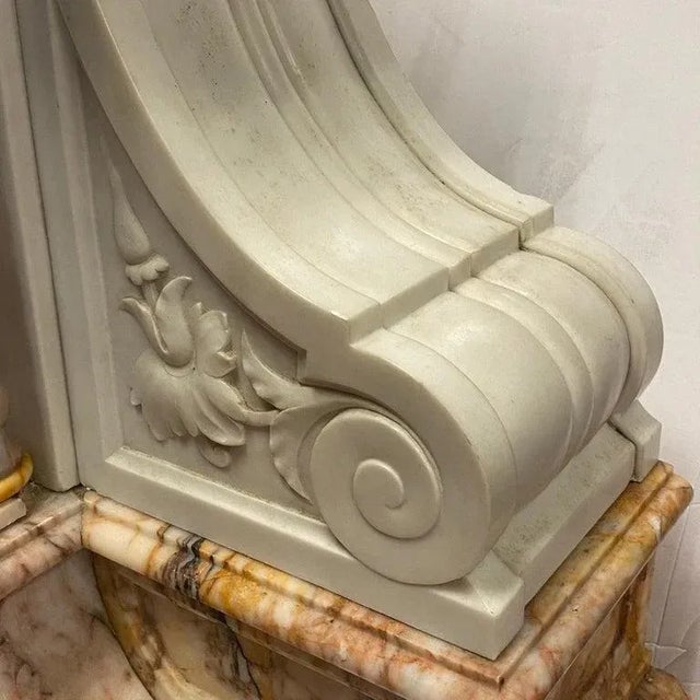Stone Large French 19 Century Carved Marble Mantel Clock For Sale - Image 7 of 13