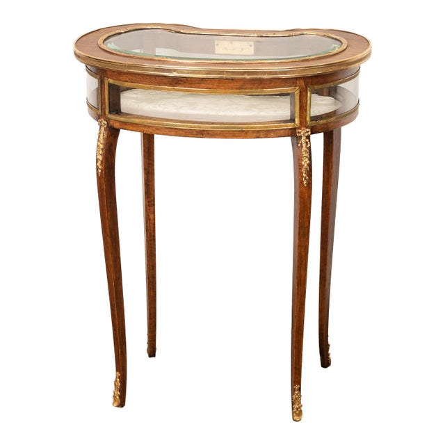 Antique 19thC French Louis XV Ormolu & Walnut Bijouterie Jewelry Table Vitrine, 1880 For Sale - Image 4 of 15