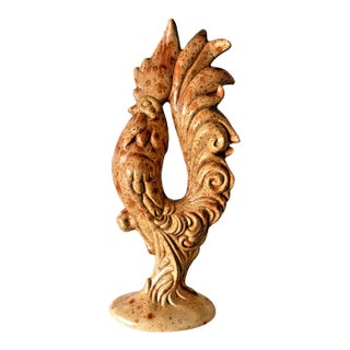 Vintage 1970's MCM Arnel's Pottery Ceramic Hand Painted and Glazed Rooster Figurine For Sale