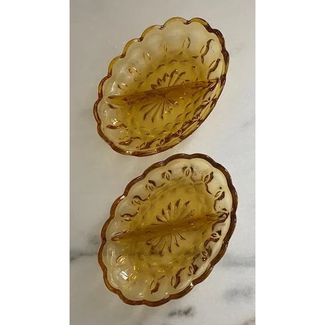 Vintage Anchor Hocking Fairfield Amber Serving Bowls For Sale - Image 9 of 9