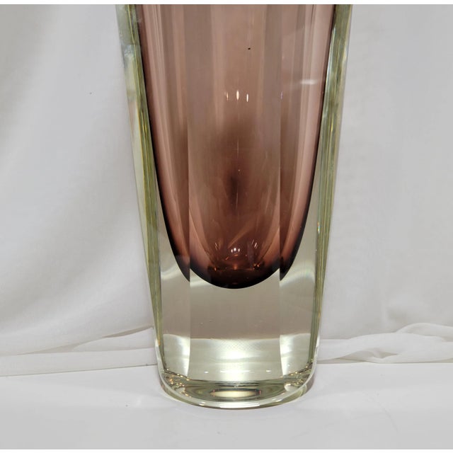 Vintage Geometric Deep Amethyst Sommerso Glass Vase For Sale - Image 4 of 11