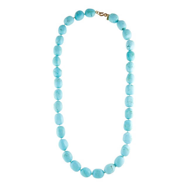 60s Kenneth Lane Necklace Turquoise Blue Stone Bead Jay KJL Vintage For Sale