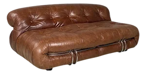 Italian Modern Brown Leather Soriana Sofa attributed to Afra & Tobia Scarpa for Cassina, 1970s