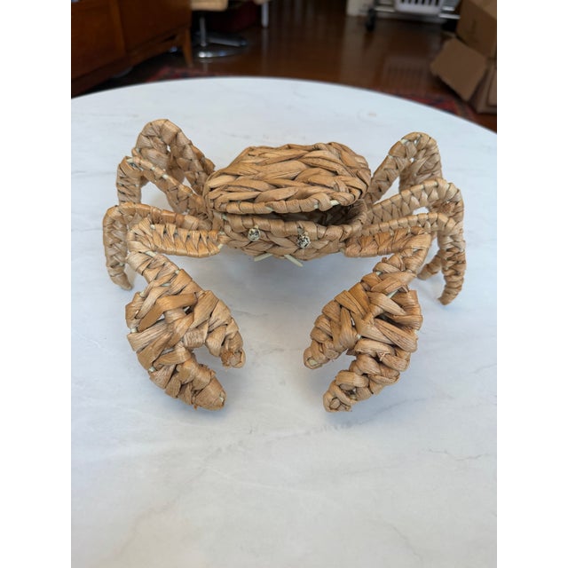 Boho Chic Vintage Wicker Crab Trinket Box For Sale - Image 3 of 9