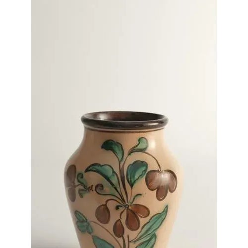 Art Nouveau Flower Motif Earthenware Vase by Sala, Sweden, 1920s For Sale - Image 11 of 13