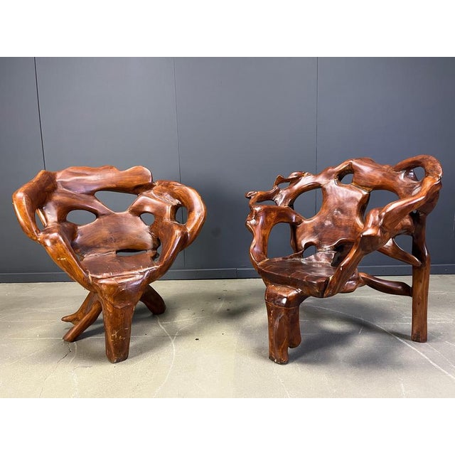 Large Olive Tree Root Chairs, 1960s, Set of 5 For Sale - Image 7 of 18