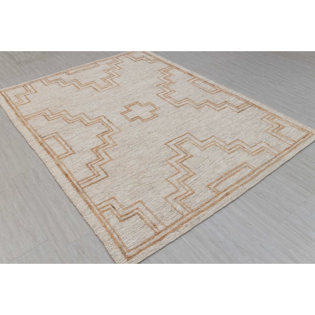 8x10Ft. Natural Jute Cream Taureg Inspired Soumek Jute Hand Woven Rug For Sale - Image 10 of 12