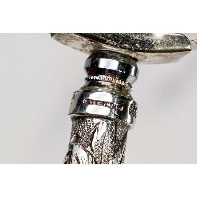 Amazing Antique Sterling Silver Repoussé Parasol Handle Floral Magnifying Glass Ornate Library Desk Home Decor For Sale In New York - Image 6 of 12