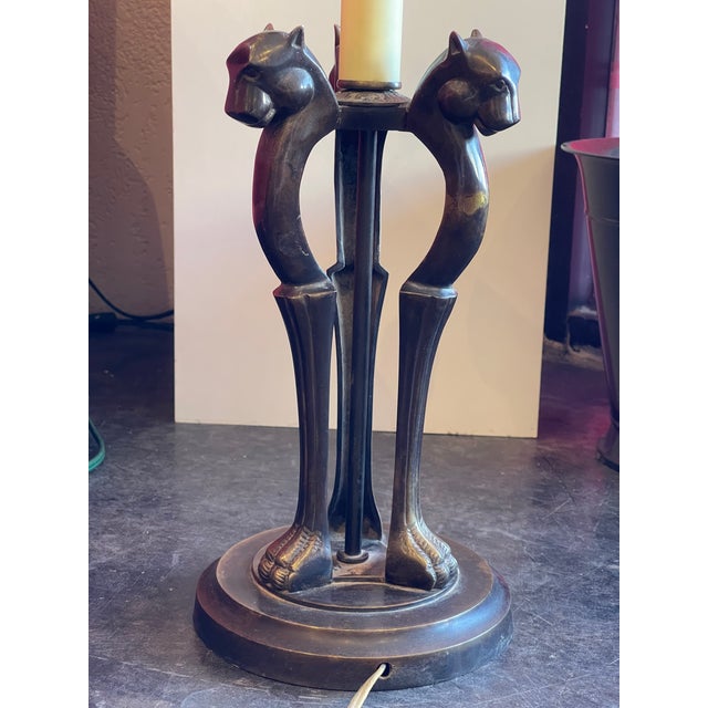1970s Patinated Bronze Panther Table Lamp For Sale - Image 10 of 11