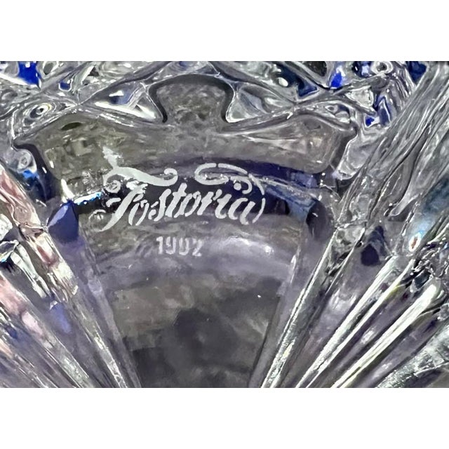 1990s Vintage Contemporary Fostoria Crystal Pineapple Criss Cross Fan Bowl For Sale - Image 5 of 8