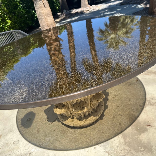 1980’s Steve Chase Crackled Glass Dining Table Top (Coral Base Included). For Sale - Image 17 of 18