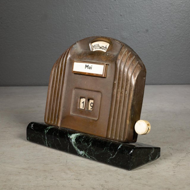 Art Deco Copper German Perpetual Desk Calendar c.1930 For Sale - Image 4 of 8