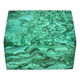 Natural Malachite Box Waves Italian Hand Crafted For Sale
