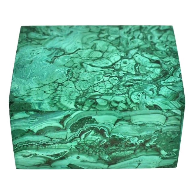 Natural Malachite Box Waves Italian Hand Crafted For Sale