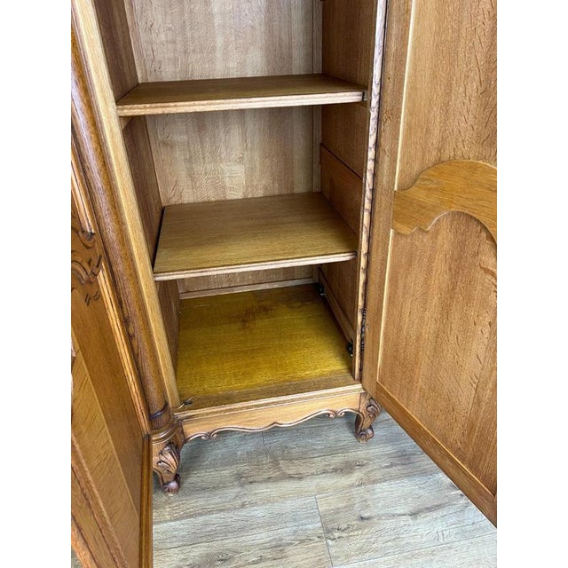 Vintage French Louis XVI Style Wardrobe in Oak For Sale - Image 16 of 18