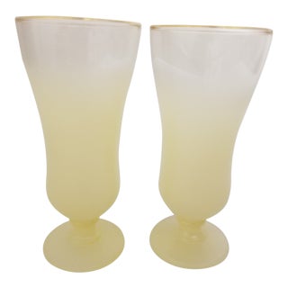 1950s West Virginia Glass Blendo Lemon Yellow Cocktail Glasses - a Pair For Sale