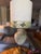 Vintage alabaster lamp with custom linen shade with trim. This lamp was found locally in Birmingham, Alabama at an estate...