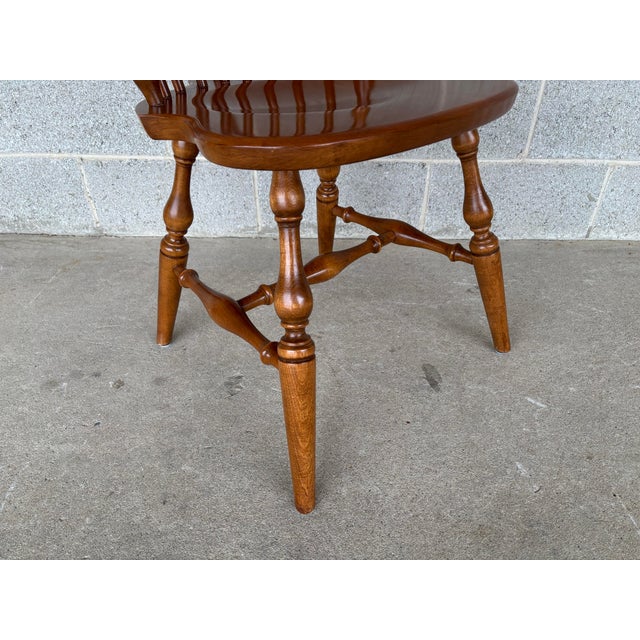 Brown Ethan Allen Nutmeg Maple Windsor Brace Back Side Chairs - Set of 4 For Sale - Image 8 of 12