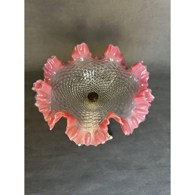 Pink Early 20th Century Pink Crystal Centerpiece with Ruffled Edges, 1890s For Sale - Image 8 of 9