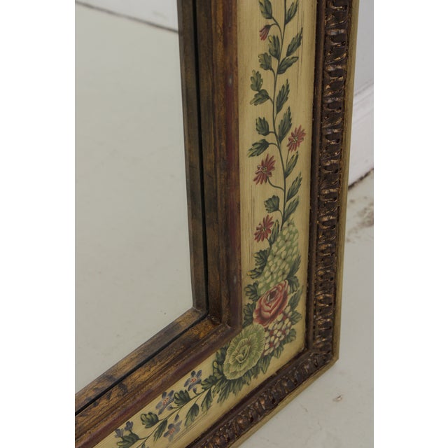 Decorative Venetian Hand Painted Gilt Frame Floral Wall Mirror For Sale - Image 9 of 12