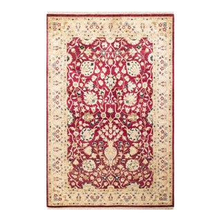 Mogul, One-of-a-Kind Hand-Knotted Area Rug in Red, 4' 1" x 6' 1" For Sale