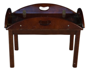1991 Vintage Bombay Co Campaign Style Cherry Finished Butler's Coffee Tray Table