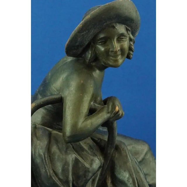 Art Nouveau Ceramic Sculpture Depicting a Lady on a Thonet Chair by Guido Cacciapuoti, Naples, Italy, Early 1900s For Sale - Image 18 of 18