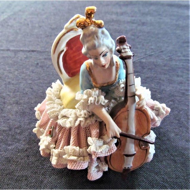 1960s Vintage Dresden Art Lace Figurines, 1960s, Set of 5 For Sale - Image 5 of 11