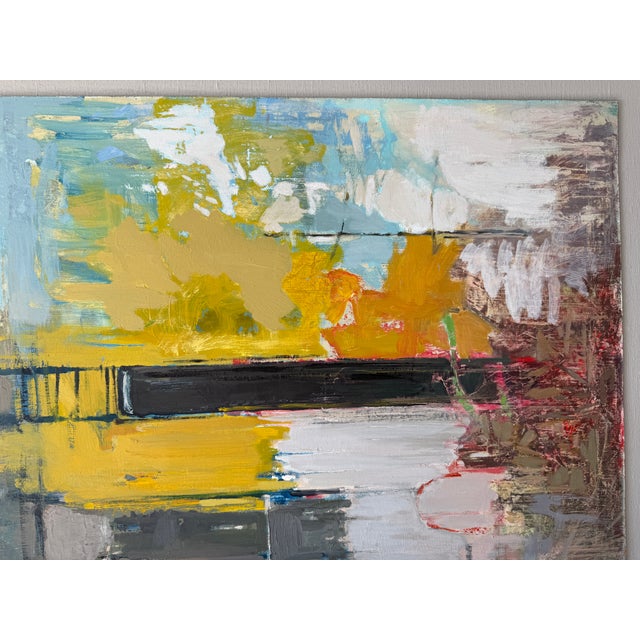 1980s Abstract Oil Painting of Train Passing Through the Marshes in Scarborough, Maine. Large, on Panel. For Sale - Image 11 of 11